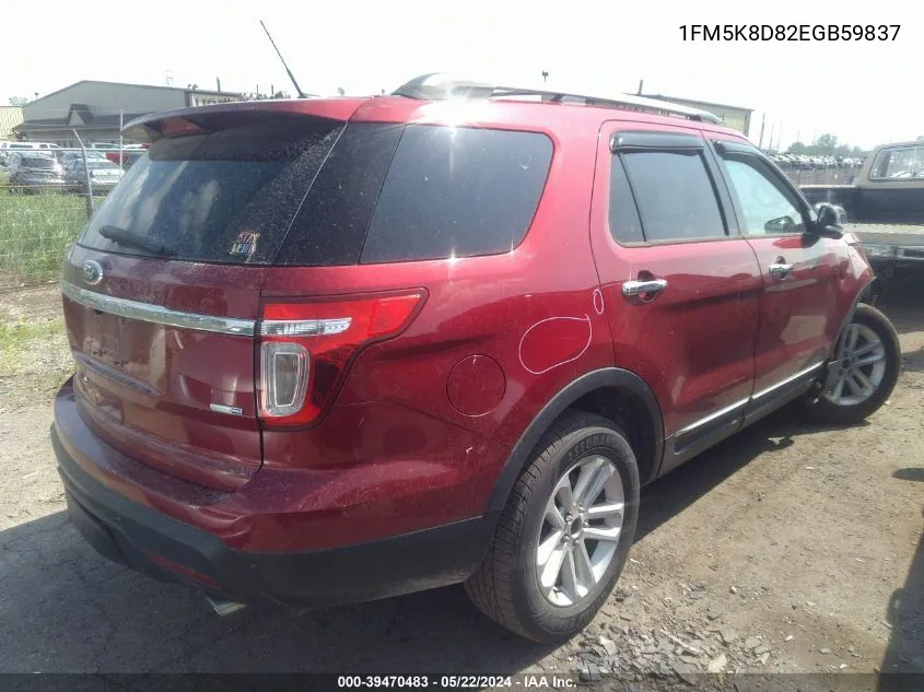 2014 Ford Explorer Xlt VIN: 1FM5K8D82EGB59837 Lot: 39470483