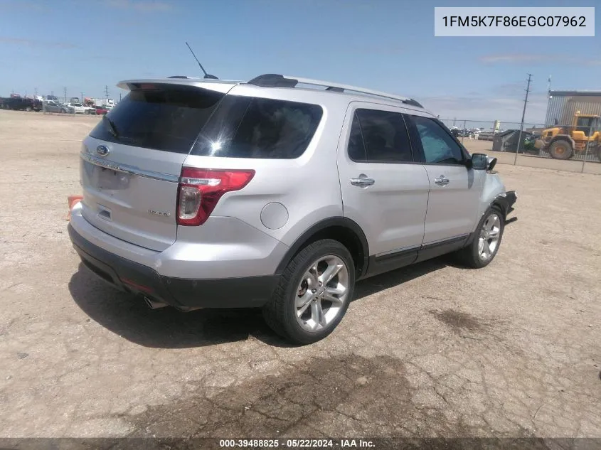 2014 Ford Explorer Limited VIN: 1FM5K7F86EGC07962 Lot: 39488825