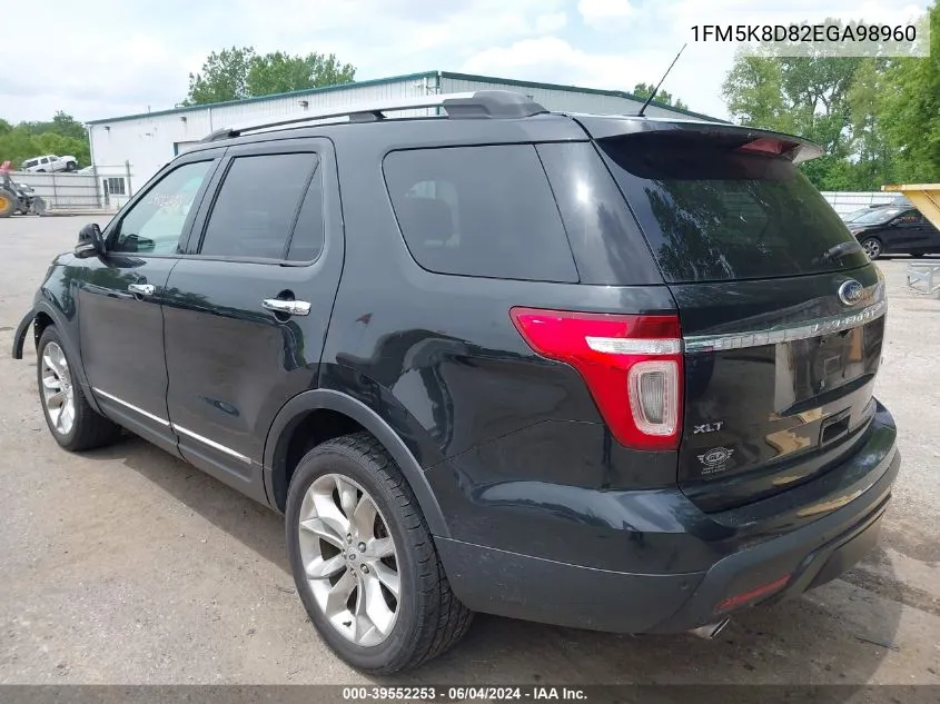 2014 Ford Explorer Xlt VIN: 1FM5K8D82EGA98960 Lot: 39552253