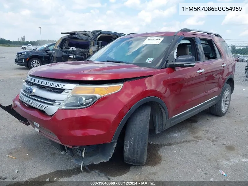 2014 Ford Explorer Xlt VIN: 1FM5K7D86EGC54959 Lot: 39640868