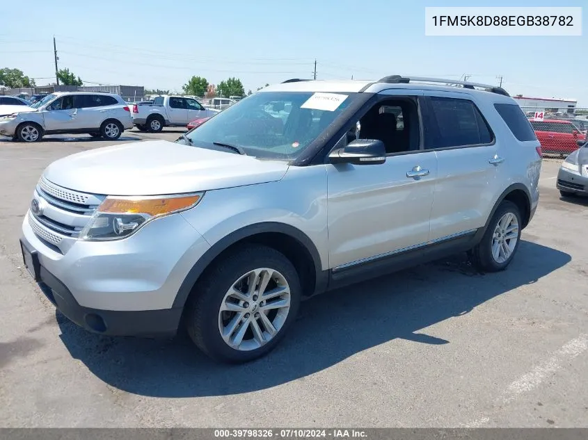 2014 Ford Explorer Xlt VIN: 1FM5K8D88EGB38782 Lot: 39798326