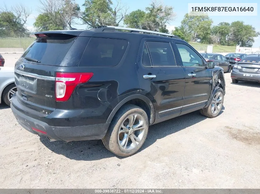 2014 Ford Explorer Limited VIN: 1FM5K8F87EGA16640 Lot: 39838722