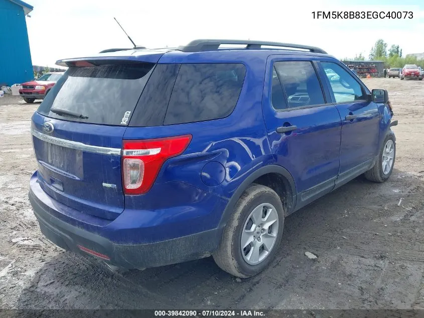 2014 Ford Explorer VIN: 1FM5K8B83EGC40073 Lot: 39842090