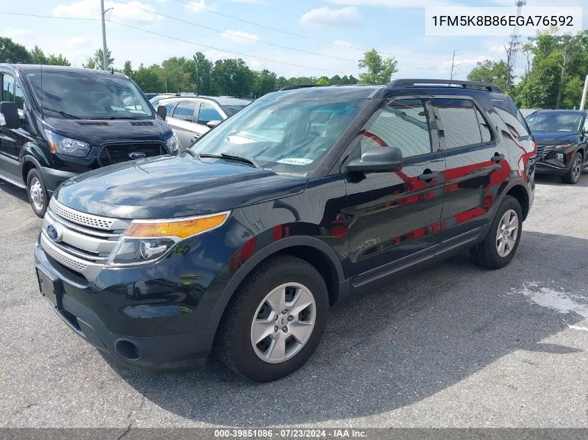 2014 Ford Explorer VIN: 1FM5K8B86EGA76592 Lot: 39851086