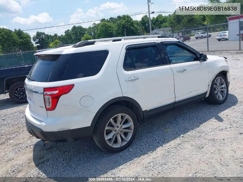 2014 Ford Explorer Xlt VIN: 1FM5K8D89EGB16838 Lot: 39862386