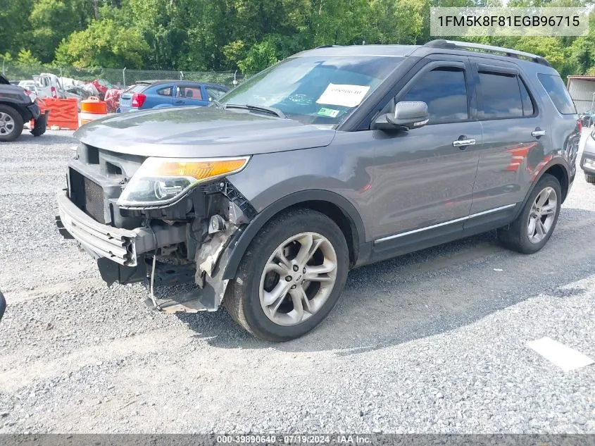 2014 Ford Explorer Limited VIN: 1FM5K8F81EGB96715 Lot: 39890640