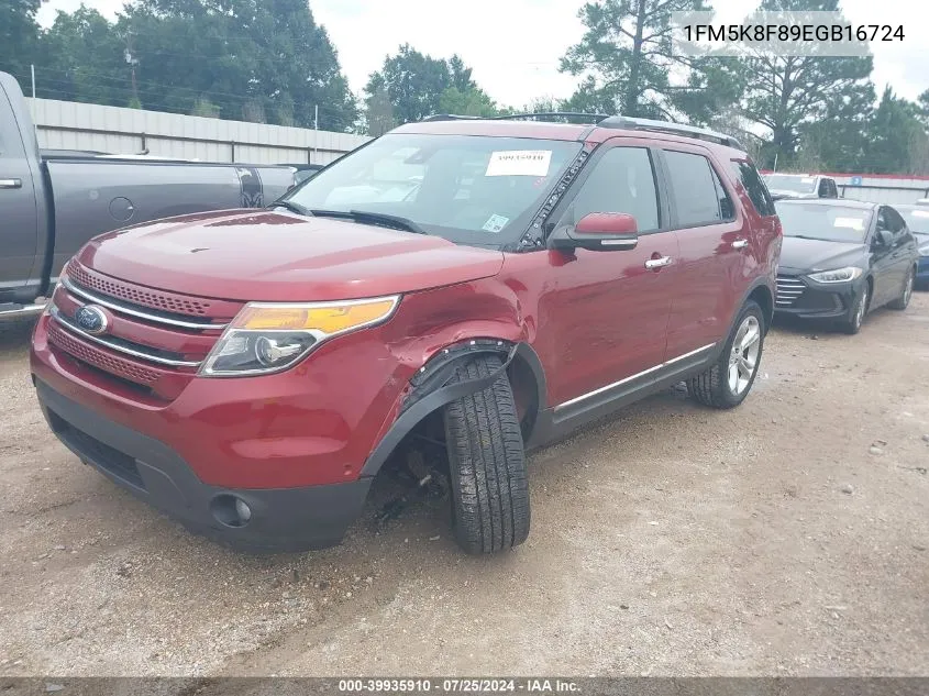 2014 Ford Explorer Limited VIN: 1FM5K8F89EGB16724 Lot: 39935910