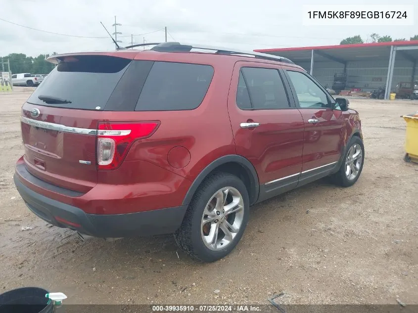 2014 Ford Explorer Limited VIN: 1FM5K8F89EGB16724 Lot: 39935910