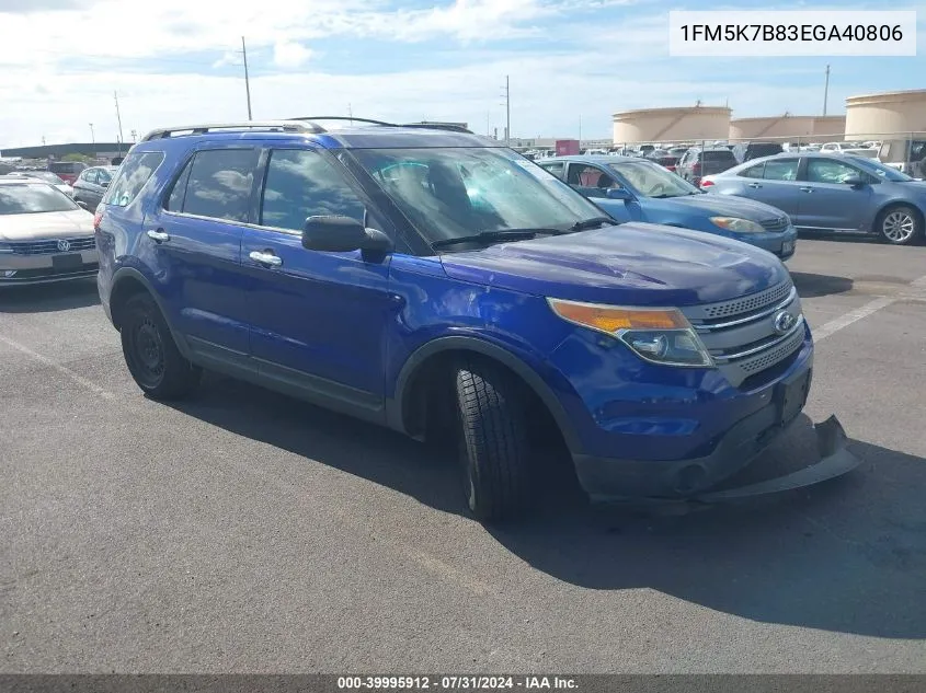 2014 Ford Explorer VIN: 1FM5K7B83EGA40806 Lot: 39995912