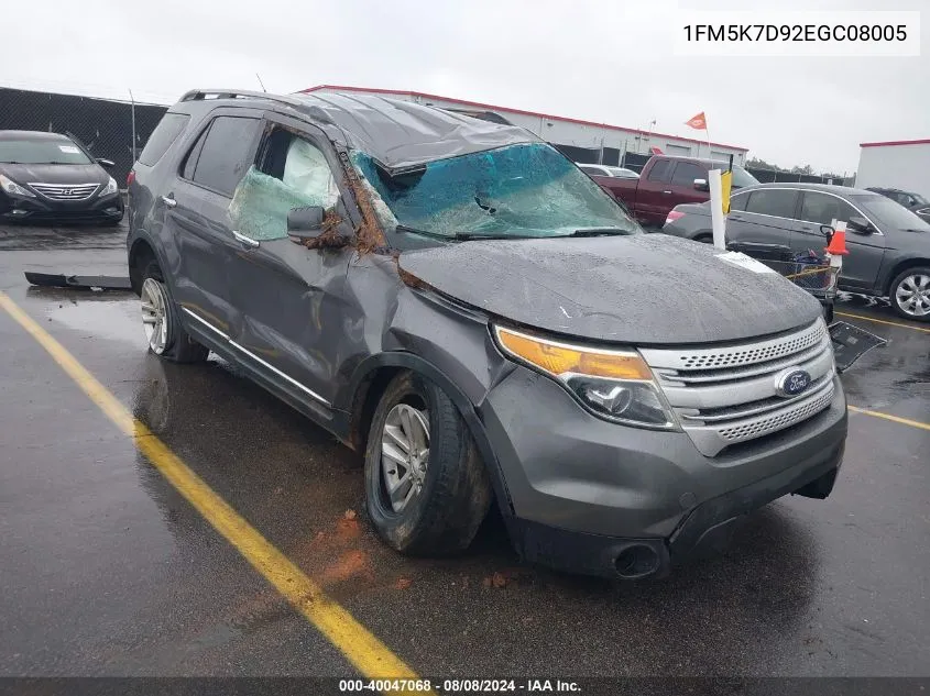 2014 Ford Explorer Xlt VIN: 1FM5K7D92EGC08005 Lot: 40047068