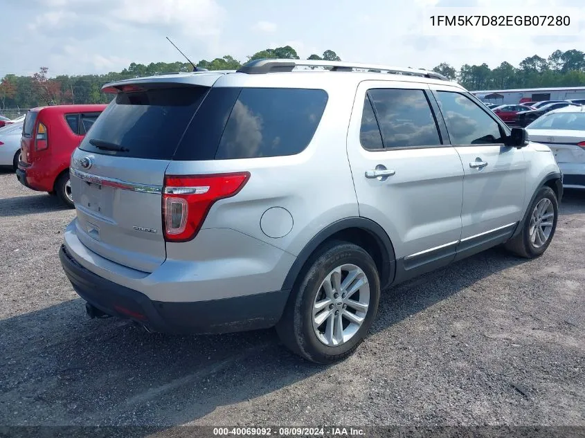 2014 Ford Explorer Xlt VIN: 1FM5K7D82EGB07280 Lot: 40069092