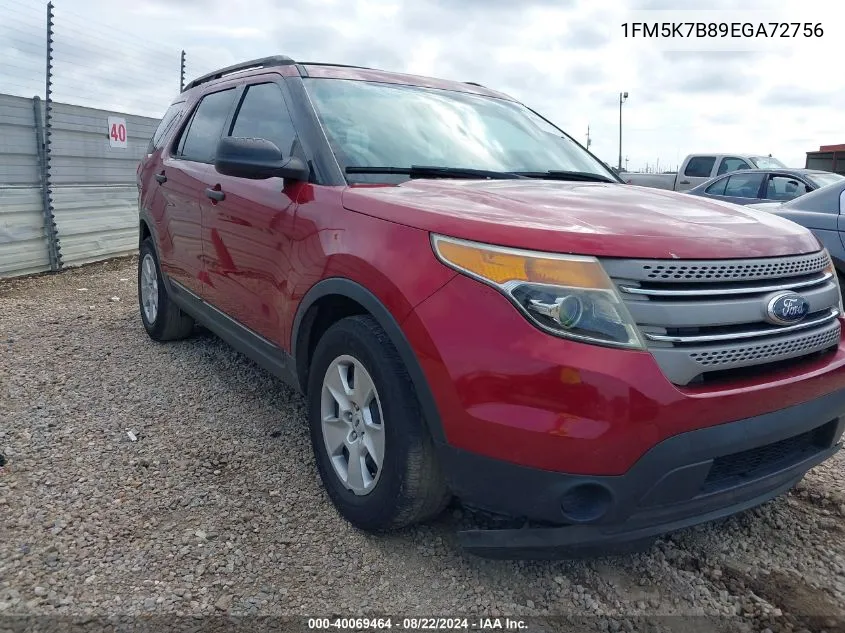 2014 Ford Explorer VIN: 1FM5K7B89EGA72756 Lot: 40069464