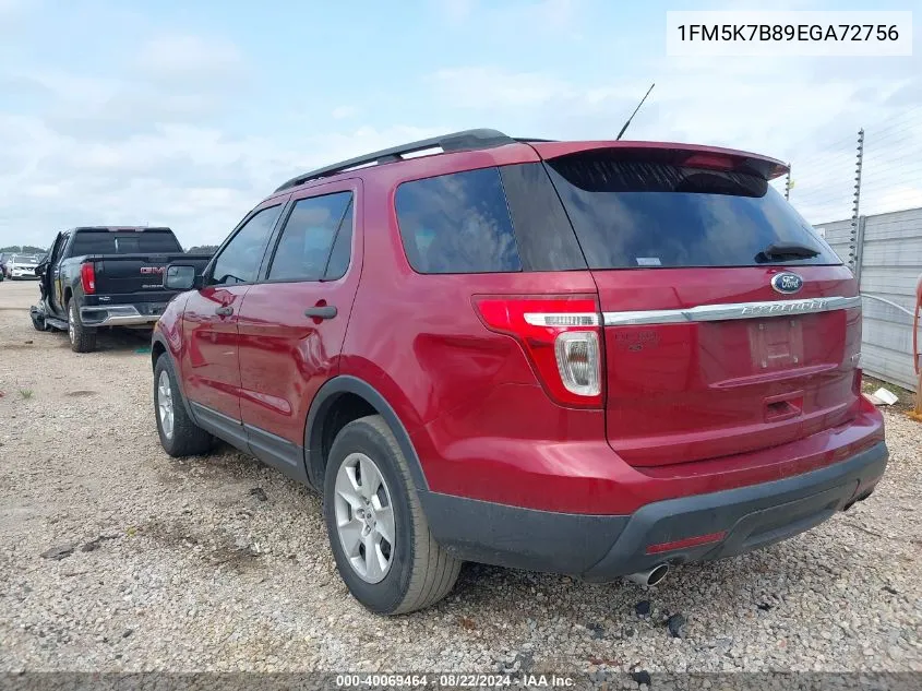 2014 Ford Explorer VIN: 1FM5K7B89EGA72756 Lot: 40069464