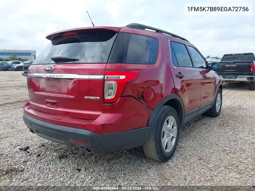 2014 Ford Explorer VIN: 1FM5K7B89EGA72756 Lot: 40069464