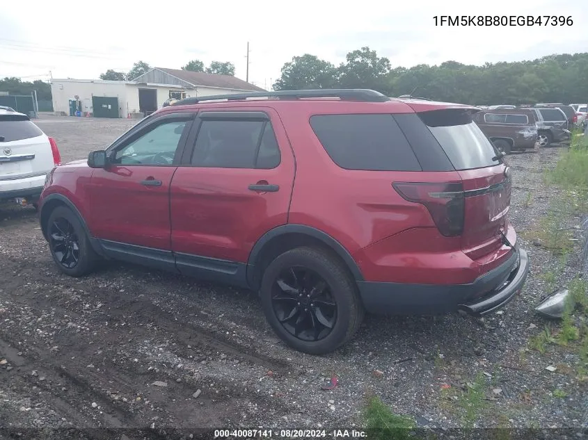 2014 Ford Explorer VIN: 1FM5K8B80EGB47396 Lot: 40087141