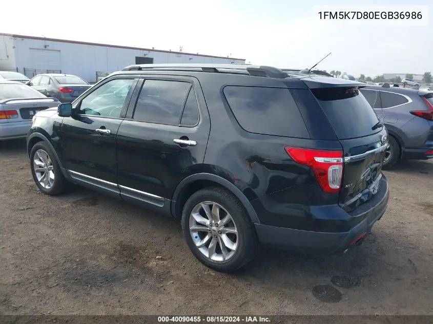 1FM5K7D80EGB36986 2014 Ford Explorer Xlt