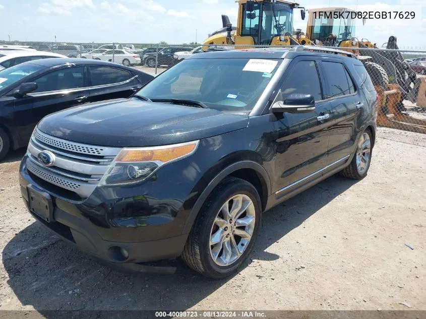 2014 Ford Explorer Xlt VIN: 1FM5K7D82EGB17629 Lot: 40098723