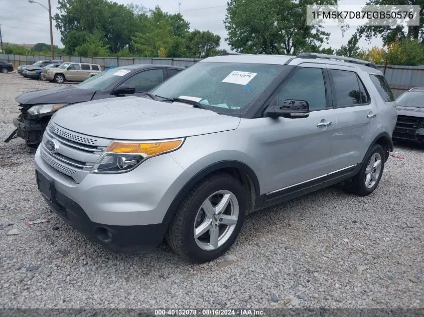 2014 Ford Explorer Xlt VIN: 1FM5K7D87EGB50576 Lot: 40132078