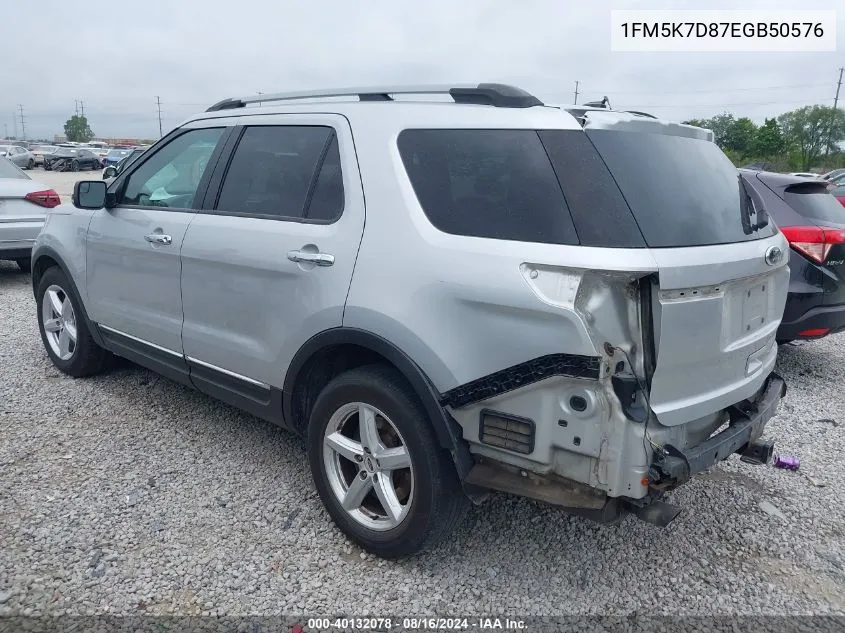 2014 Ford Explorer Xlt VIN: 1FM5K7D87EGB50576 Lot: 40132078