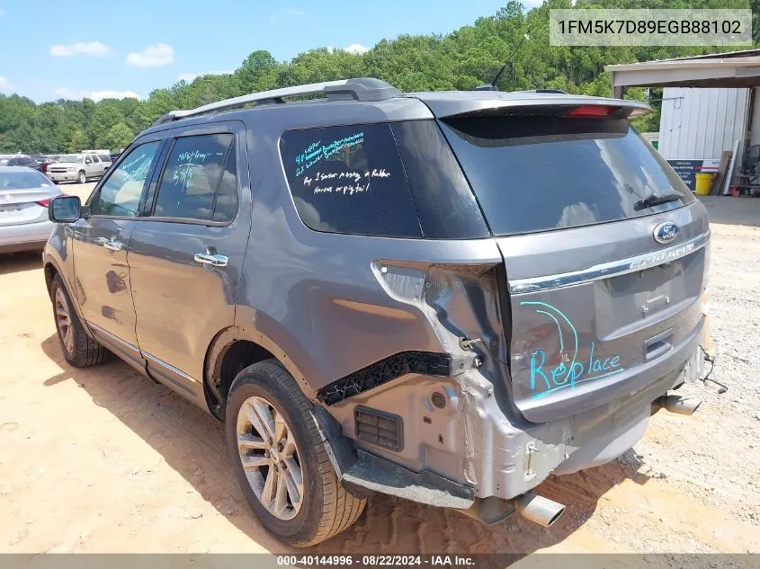 2014 Ford Explorer Xlt VIN: 1FM5K7D89EGB88102 Lot: 40144996