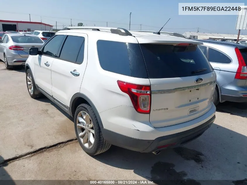 2014 Ford Explorer Limited VIN: 1FM5K7F89EGA22448 Lot: 40165800