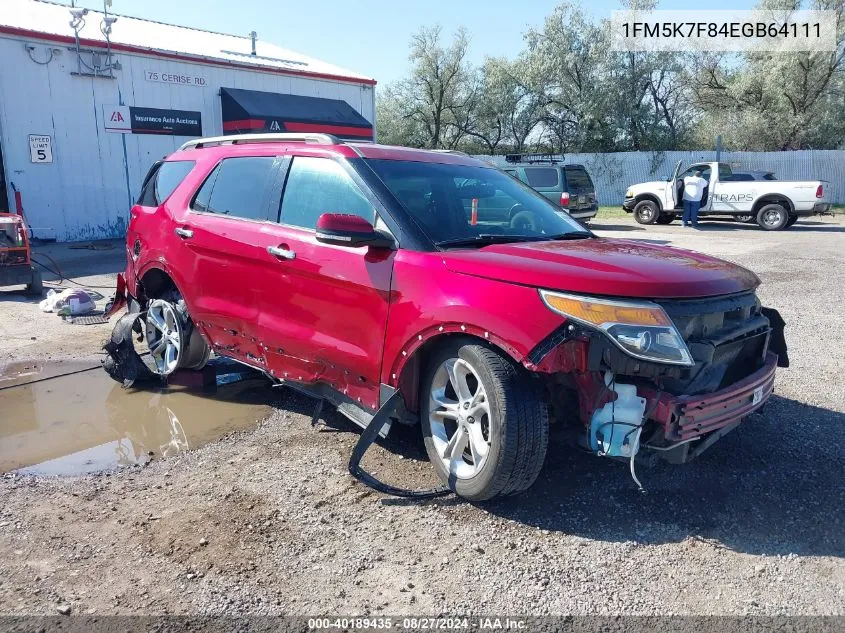 2014 Ford Explorer Limited VIN: 1FM5K7F84EGB64111 Lot: 40189435