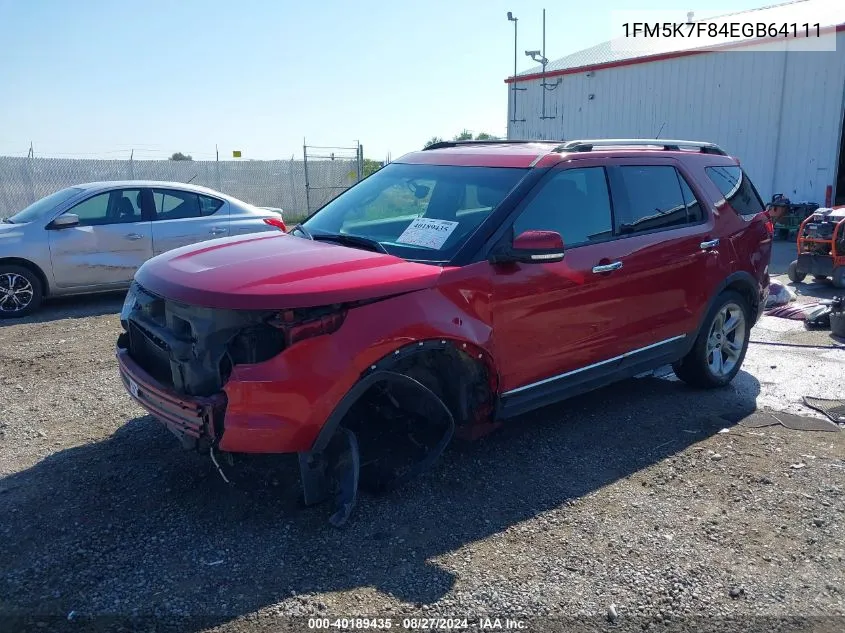 2014 Ford Explorer Limited VIN: 1FM5K7F84EGB64111 Lot: 40189435