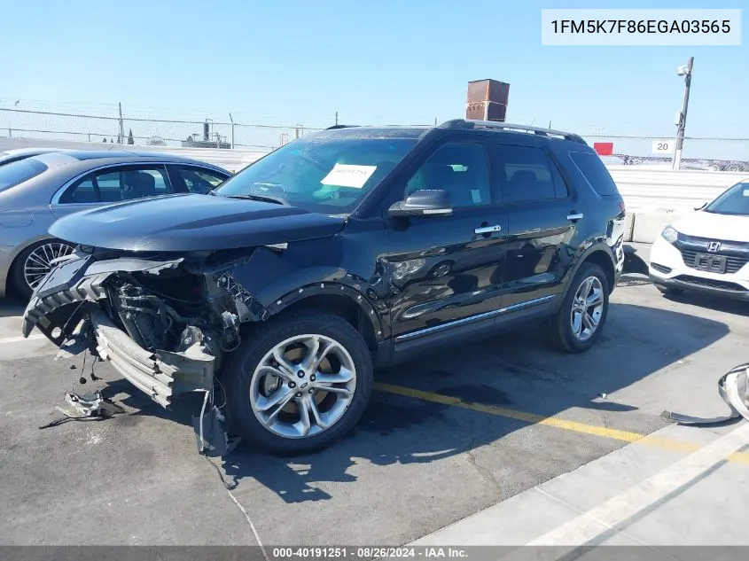 2014 Ford Explorer Limited VIN: 1FM5K7F86EGA03565 Lot: 40191251