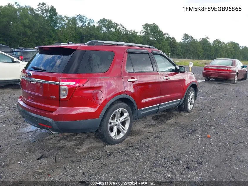 2014 Ford Explorer Limited VIN: 1FM5K8F89EGB96865 Lot: 40211076