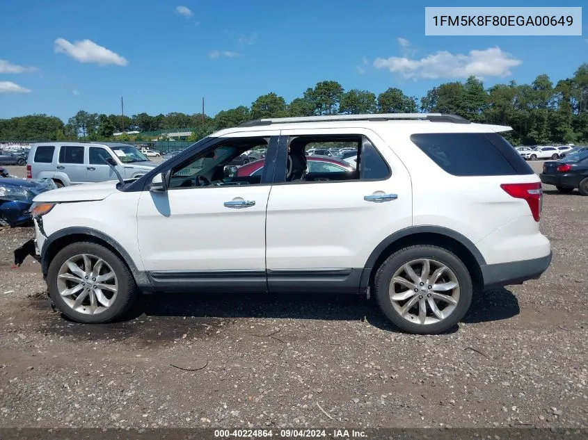 2014 Ford Explorer Limited VIN: 1FM5K8F80EGA00649 Lot: 40224864