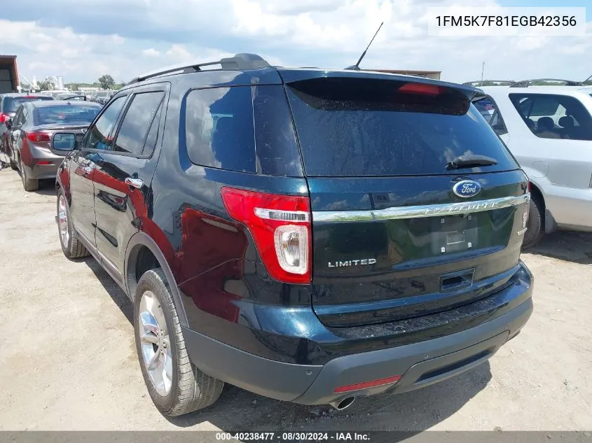 1FM5K7F81EGB42356 2014 Ford Explorer Limited