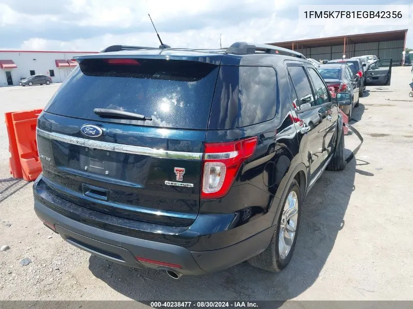 1FM5K7F81EGB42356 2014 Ford Explorer Limited