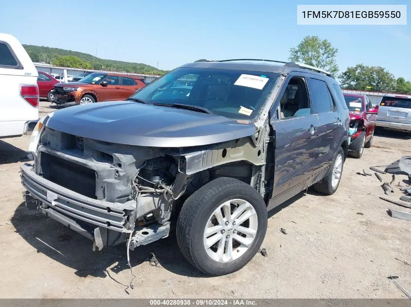 2014 Ford Explorer Xlt VIN: 1FM5K7D81EGB59550 Lot: 40280938