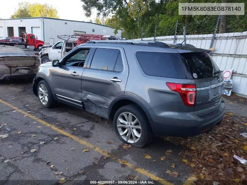 1FM5K8D83EGB78140 2014 Ford Explorer Xlt