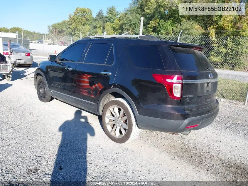 2014 Ford Explorer Limited VIN: 1FM5K8F85EGB22102 Lot: 40289461