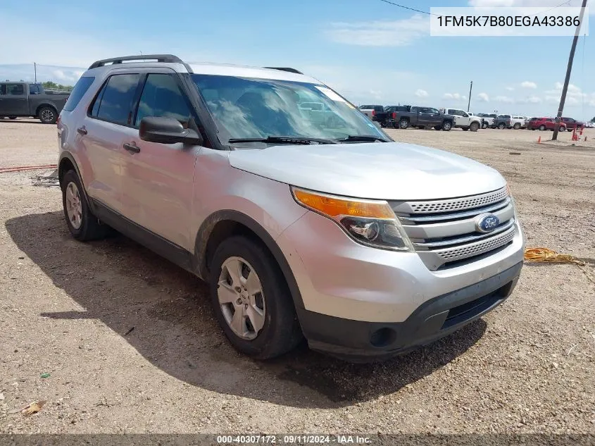 2014 Ford Explorer VIN: 1FM5K7B80EGA43386 Lot: 40307172