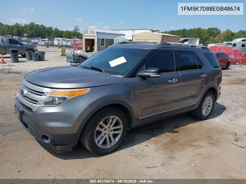 1FM5K7D88EGB48674 2014 Ford Explorer Xlt