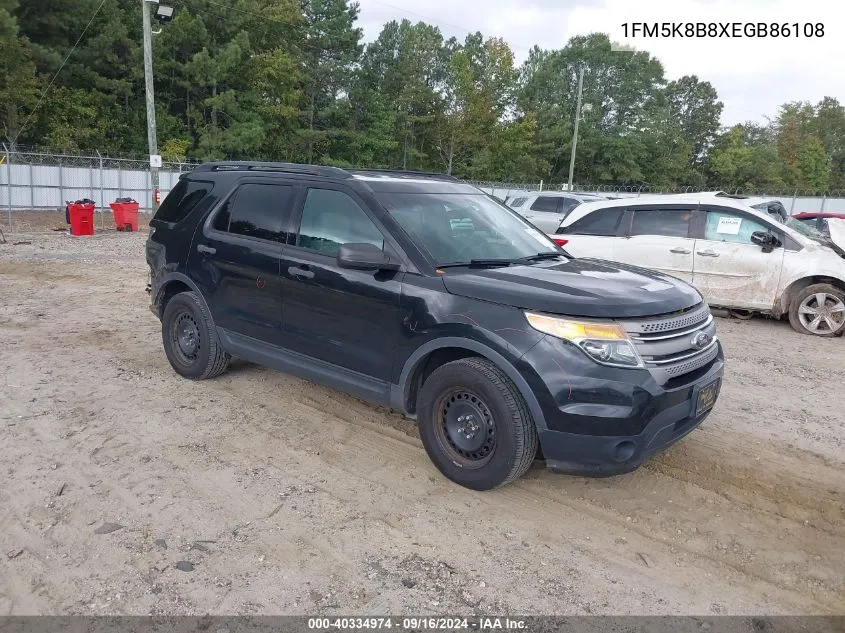 2014 Ford Explorer VIN: 1FM5K8B8XEGB86108 Lot: 40334974