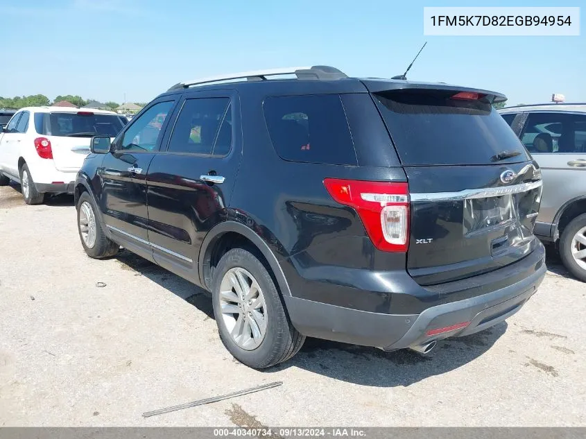 2014 Ford Explorer Xlt VIN: 1FM5K7D82EGB94954 Lot: 40340734