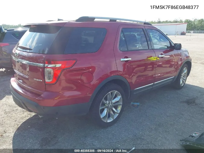 2014 Ford Explorer Limited VIN: 1FM5K7F86EGB48377 Lot: 40355305