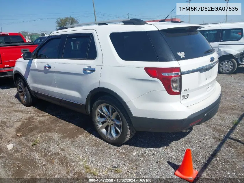 2014 Ford Explorer Xlt VIN: 1FM5K7D82EGA07535 Lot: 40472558