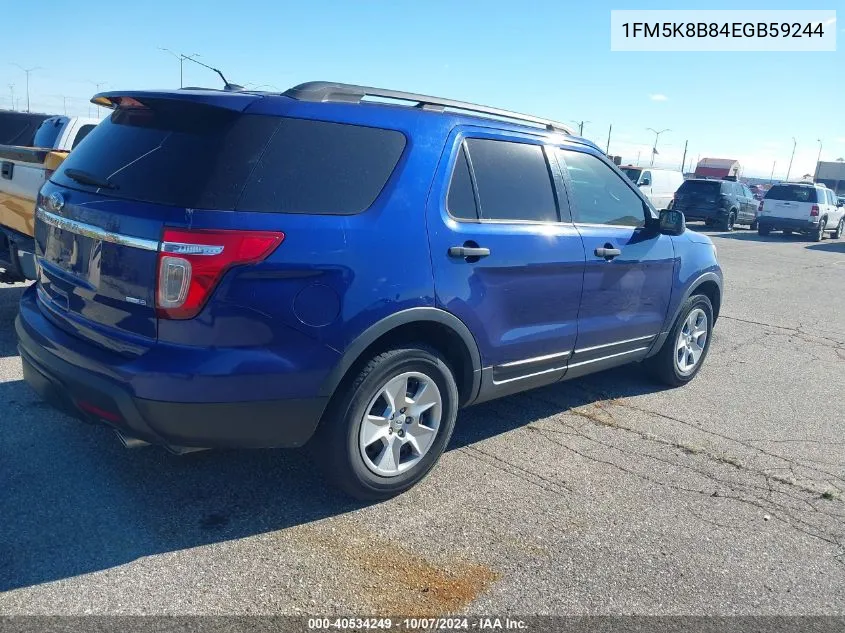 2014 Ford Explorer VIN: 1FM5K8B84EGB59244 Lot: 40534249