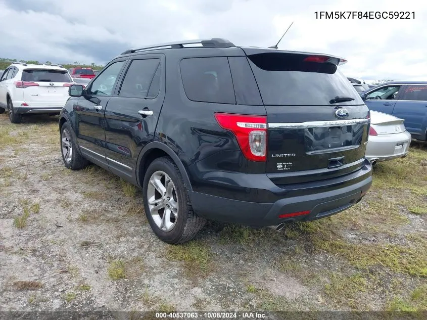 2014 Ford Explorer Limited VIN: 1FM5K7F84EGC59221 Lot: 40537063