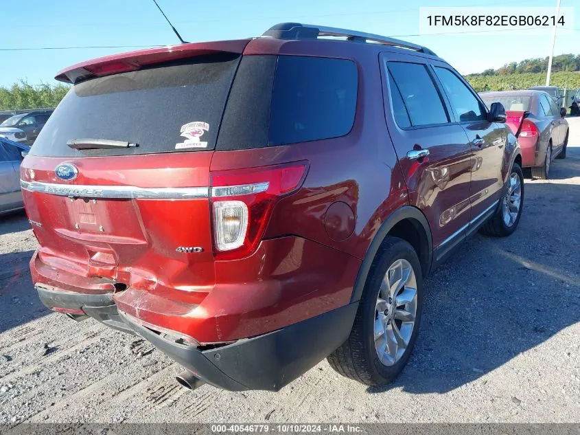 2014 Ford Explorer Limited VIN: 1FM5K8F82EGB06214 Lot: 40546779