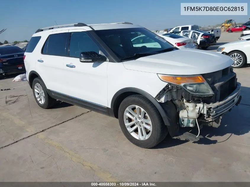 2014 Ford Explorer Xlt VIN: 1FM5K7D80EGC62815 Lot: 40558303