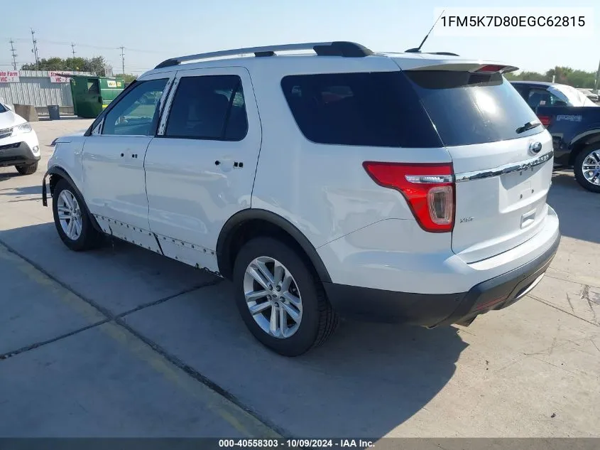 2014 Ford Explorer Xlt VIN: 1FM5K7D80EGC62815 Lot: 40558303