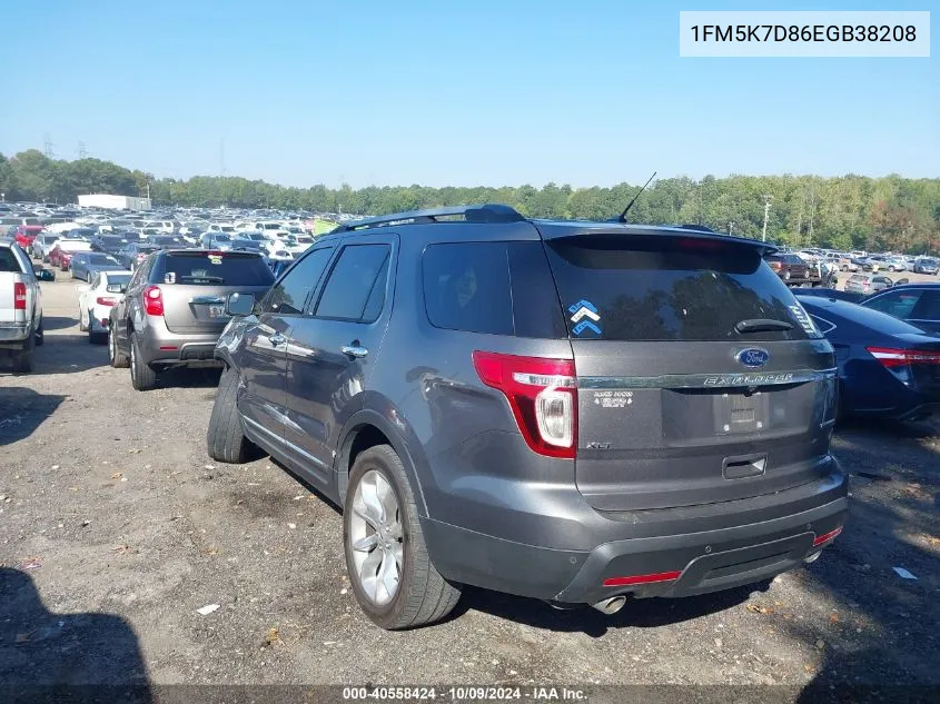 2014 Ford Explorer Xlt VIN: 1FM5K7D86EGB38208 Lot: 40558424