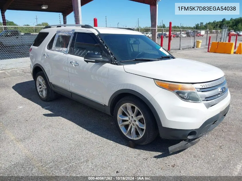 2014 Ford Explorer Xlt VIN: 1FM5K7D83EGA54038 Lot: 40567262