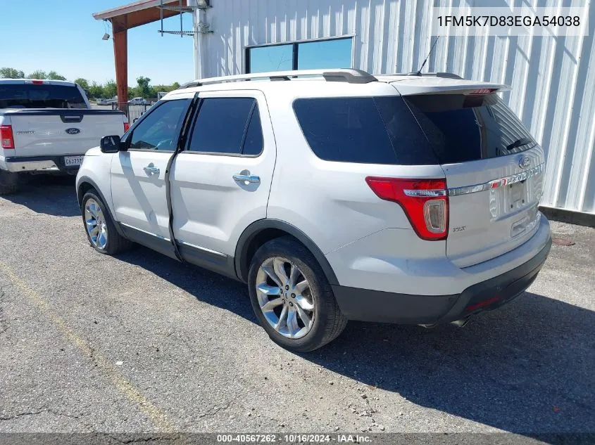 2014 Ford Explorer Xlt VIN: 1FM5K7D83EGA54038 Lot: 40567262