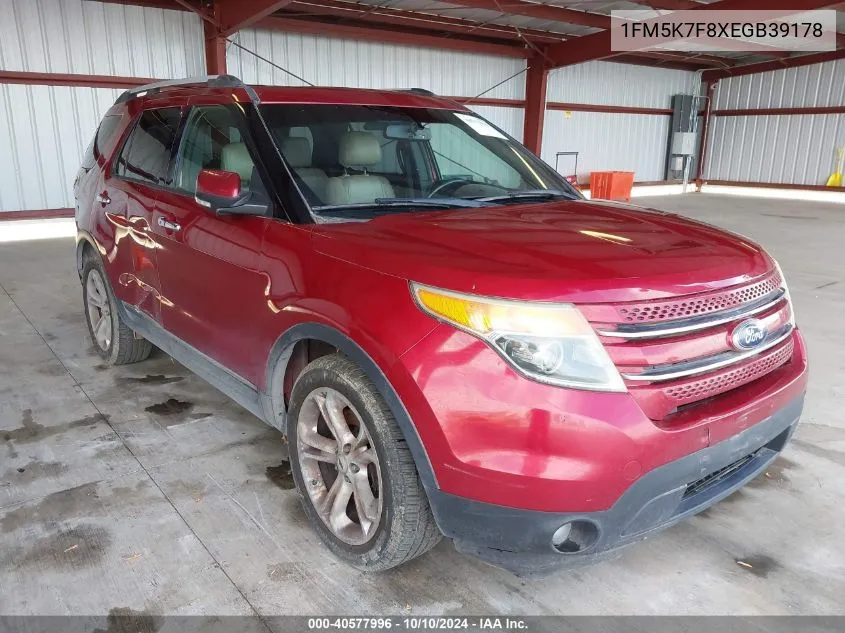 2014 Ford Explorer Limited VIN: 1FM5K7F8XEGB39178 Lot: 40577996